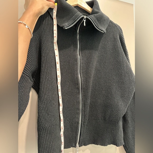 Abercrombie & Fitch zip up ribbed sweater cardigan jacket black medium - Picture 5 of 6